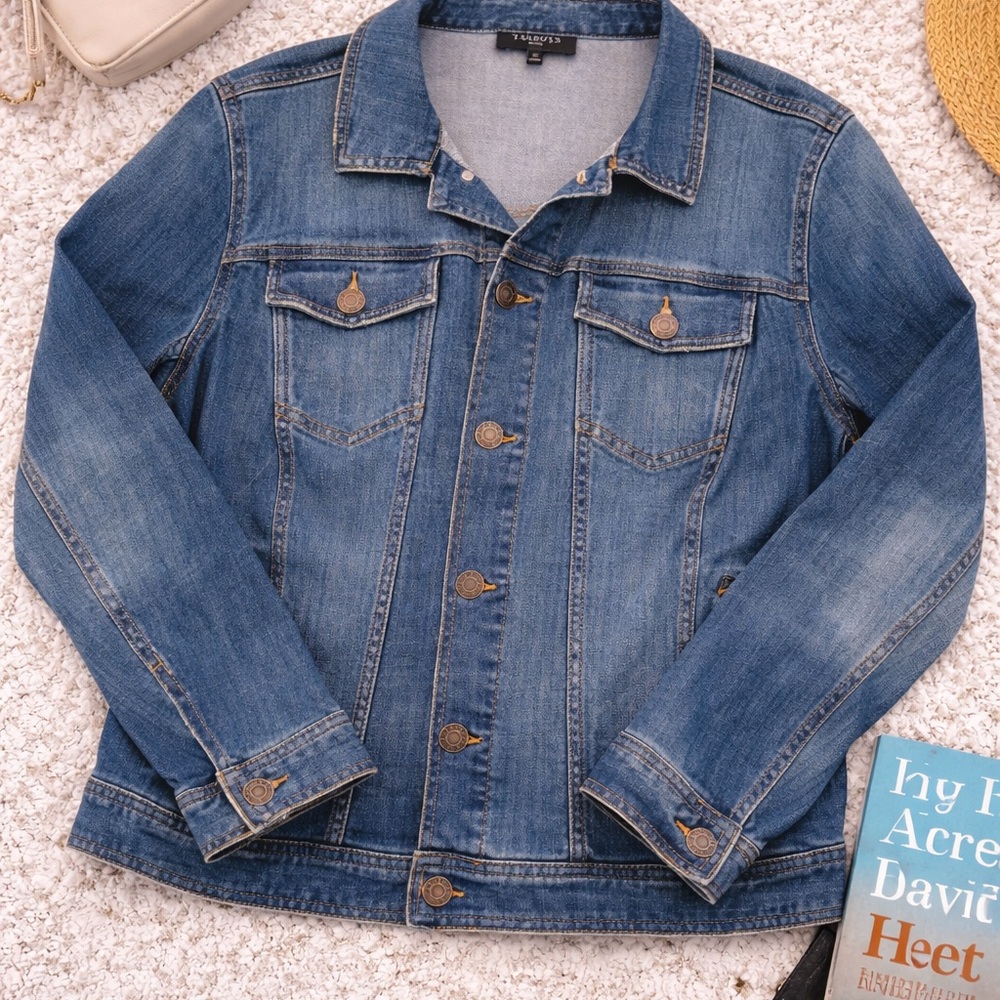 Talbots Classic Denim Jacket XL | Medium Wash Stretch Jean Jacket